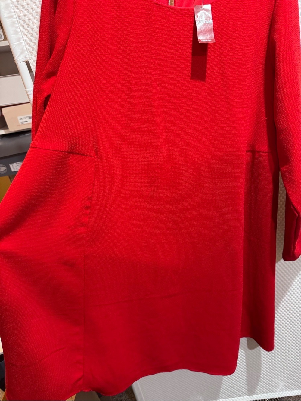 Avenue Bright Red Scoop Neck Long Sleeve Dress - Picture 4 of 6